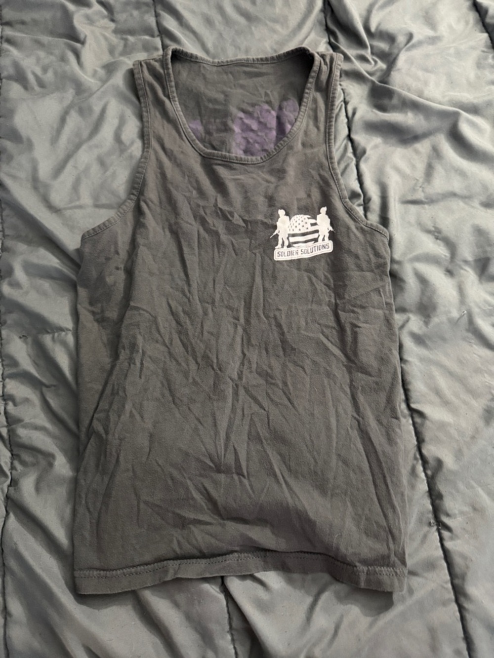 Soldier Solutions Gray Graphic Tank Top - Small